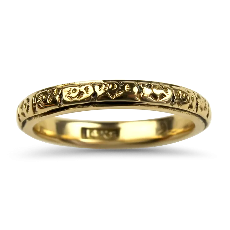 Estate 14k Yellow Gold Antique Engraved Band