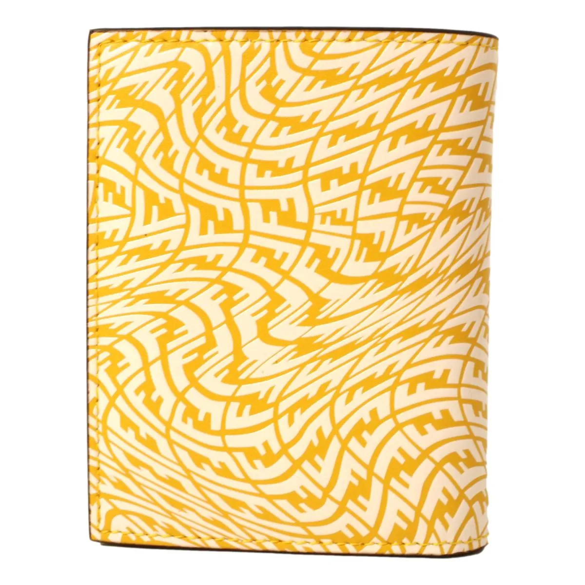 Fendi F is Fendi Yellow Leather Vertigo Print Small Wallet 8M0387