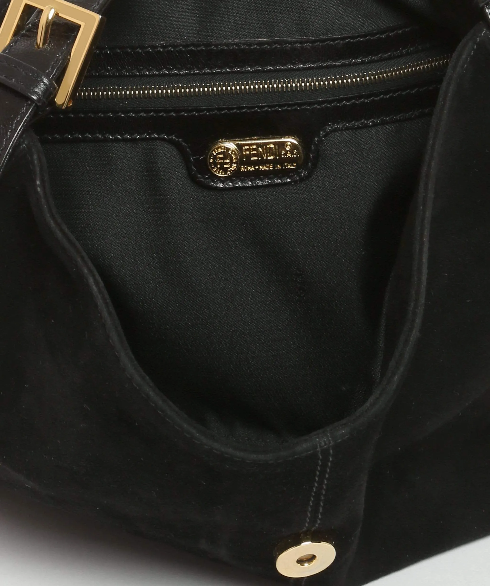 FENDI Suède Mamma Baguette Shoulder Bag Black