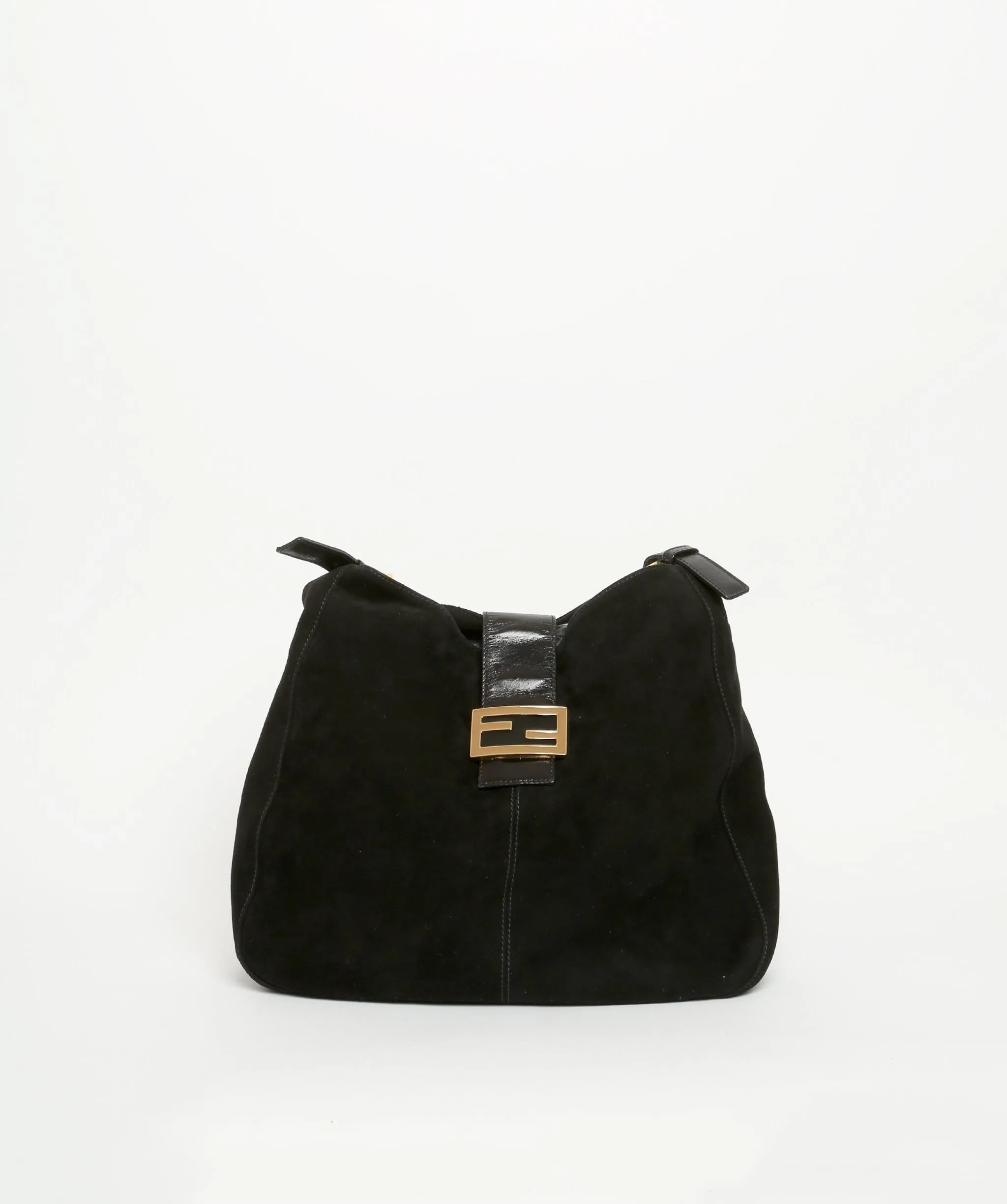 FENDI Suède Mamma Baguette Shoulder Bag Black