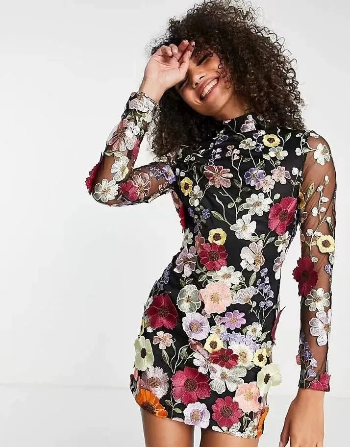 Floral Perspective: Women's Sling Bag Buttock Mini Dress