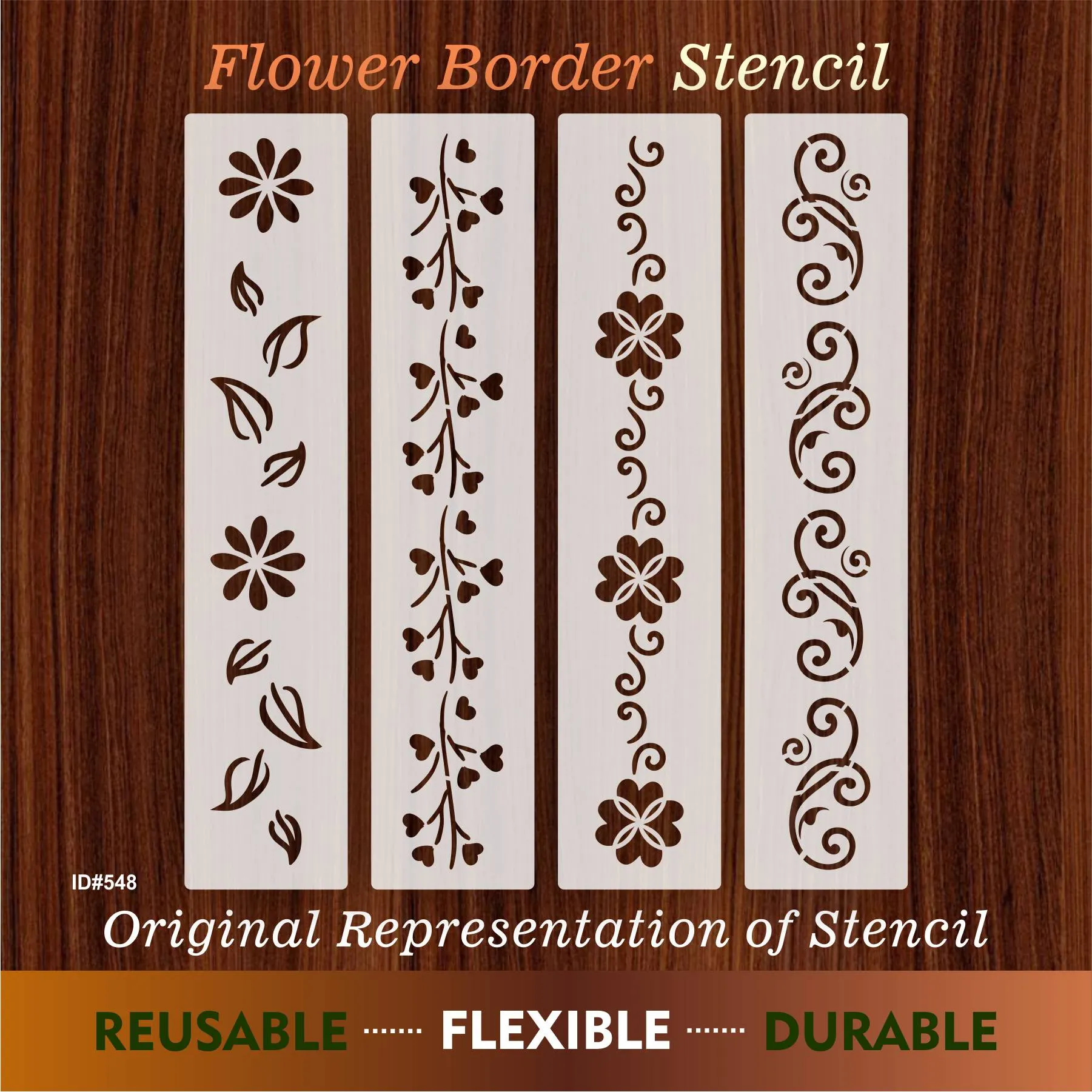 Flower Border Stencil Stamping Photo Album Embossing Paper Card on Wood Fabric Wall. ID #548