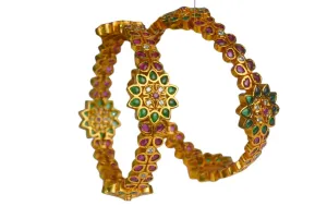 Flower shaped Antique gold Bangles