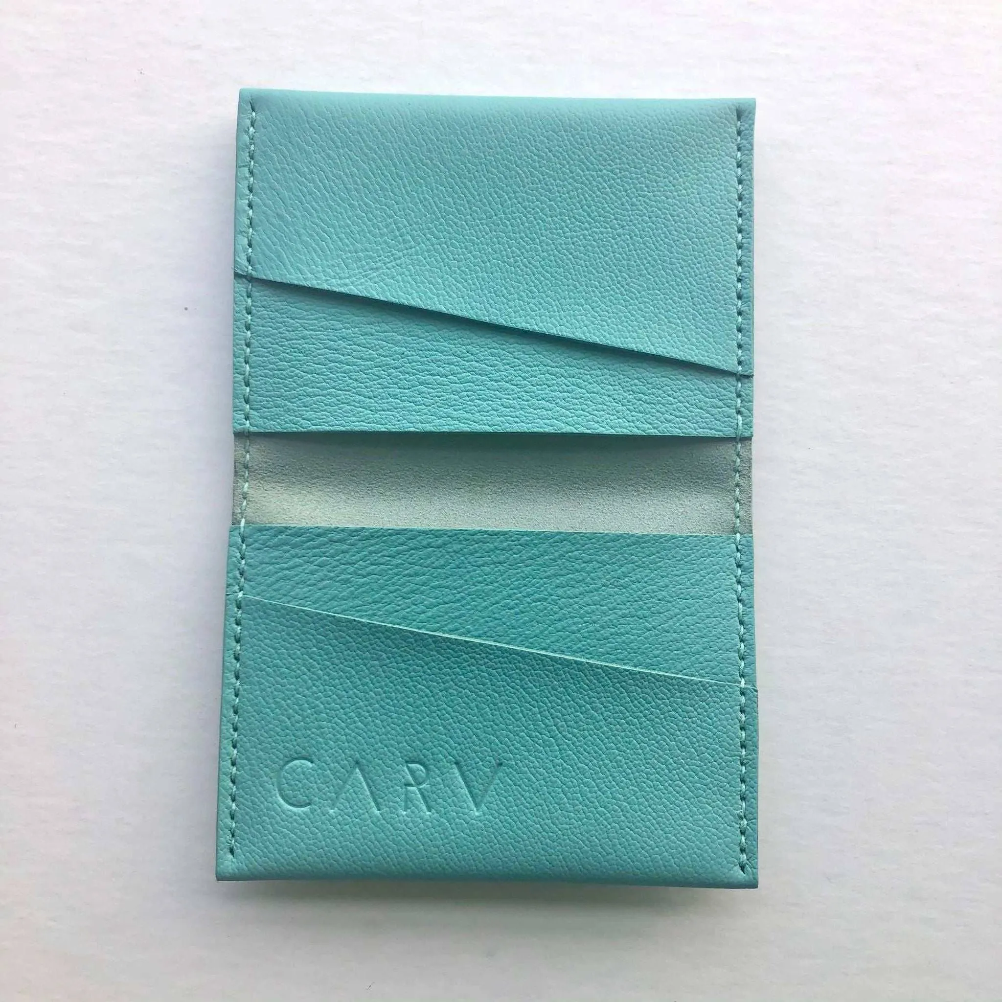 Fold Green Leather Card Wallet Bifold