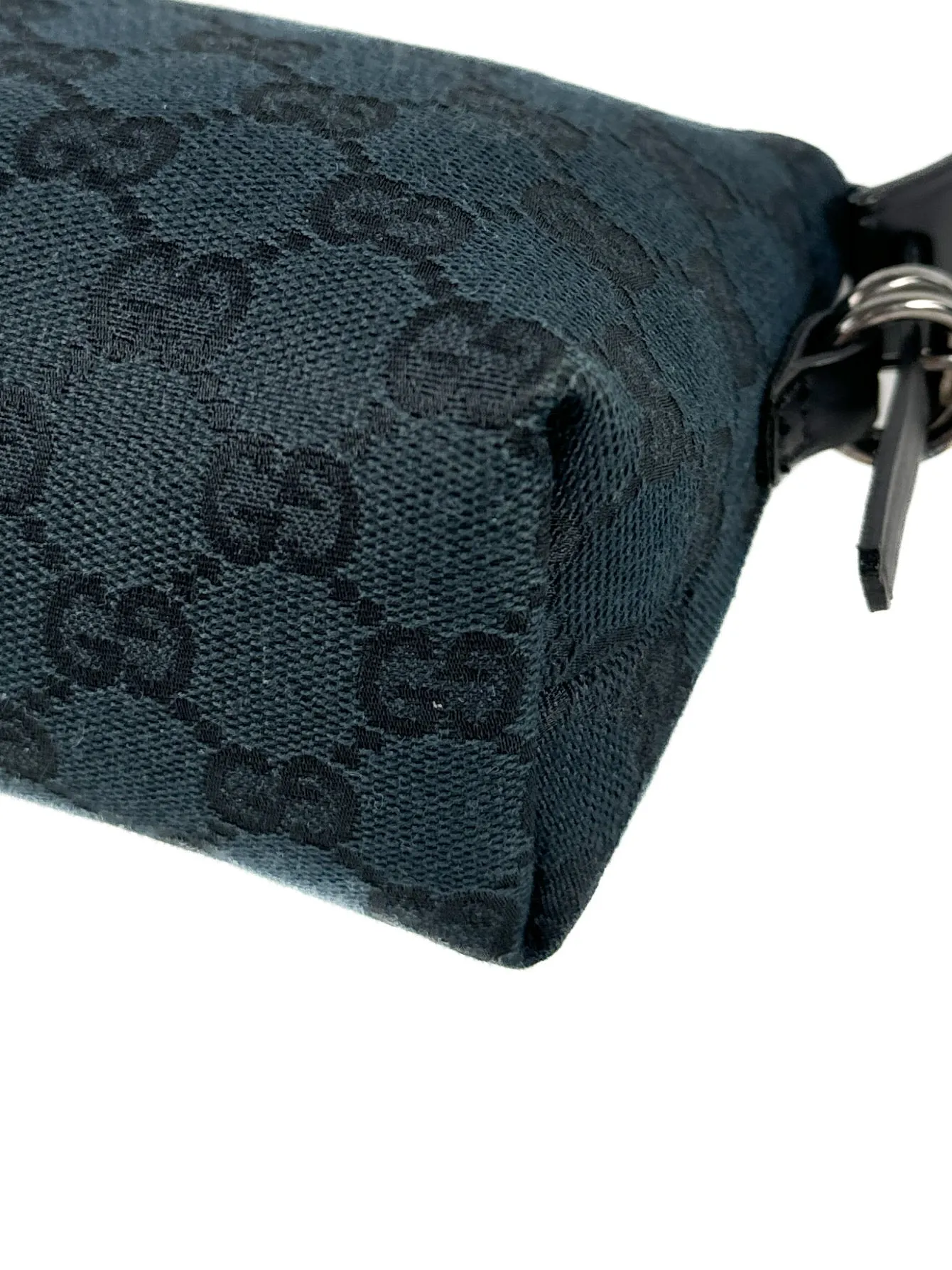 Gucci navy & black cloth & leather mini signature shoulder bag