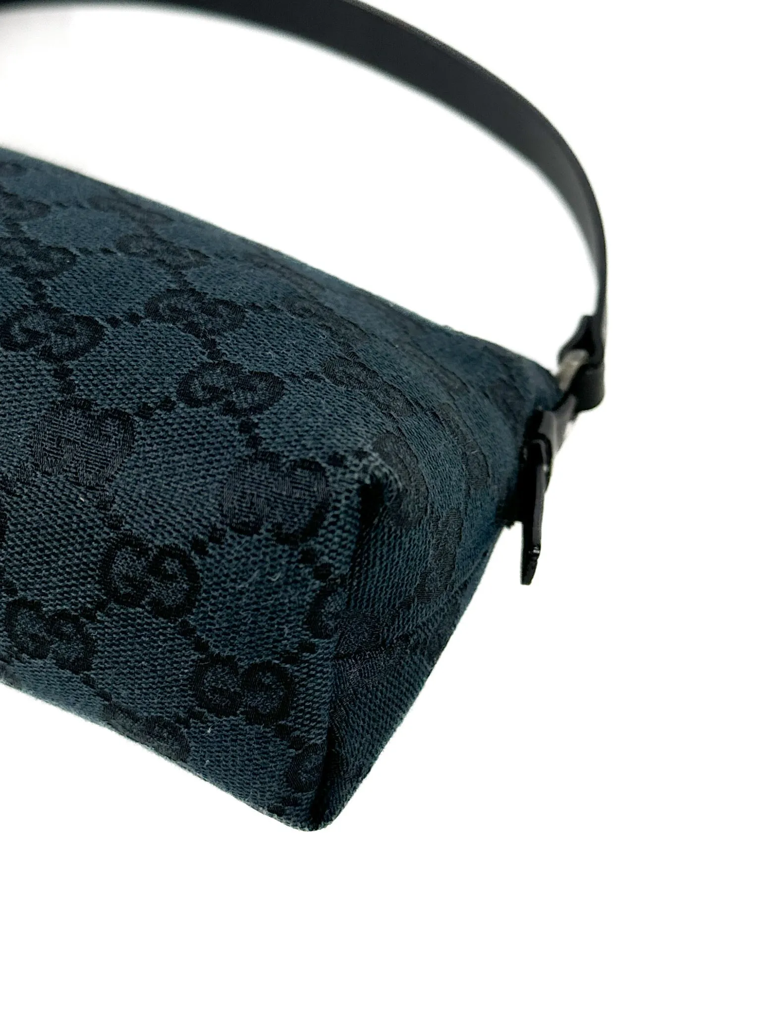 Gucci navy & black cloth & leather mini signature shoulder bag