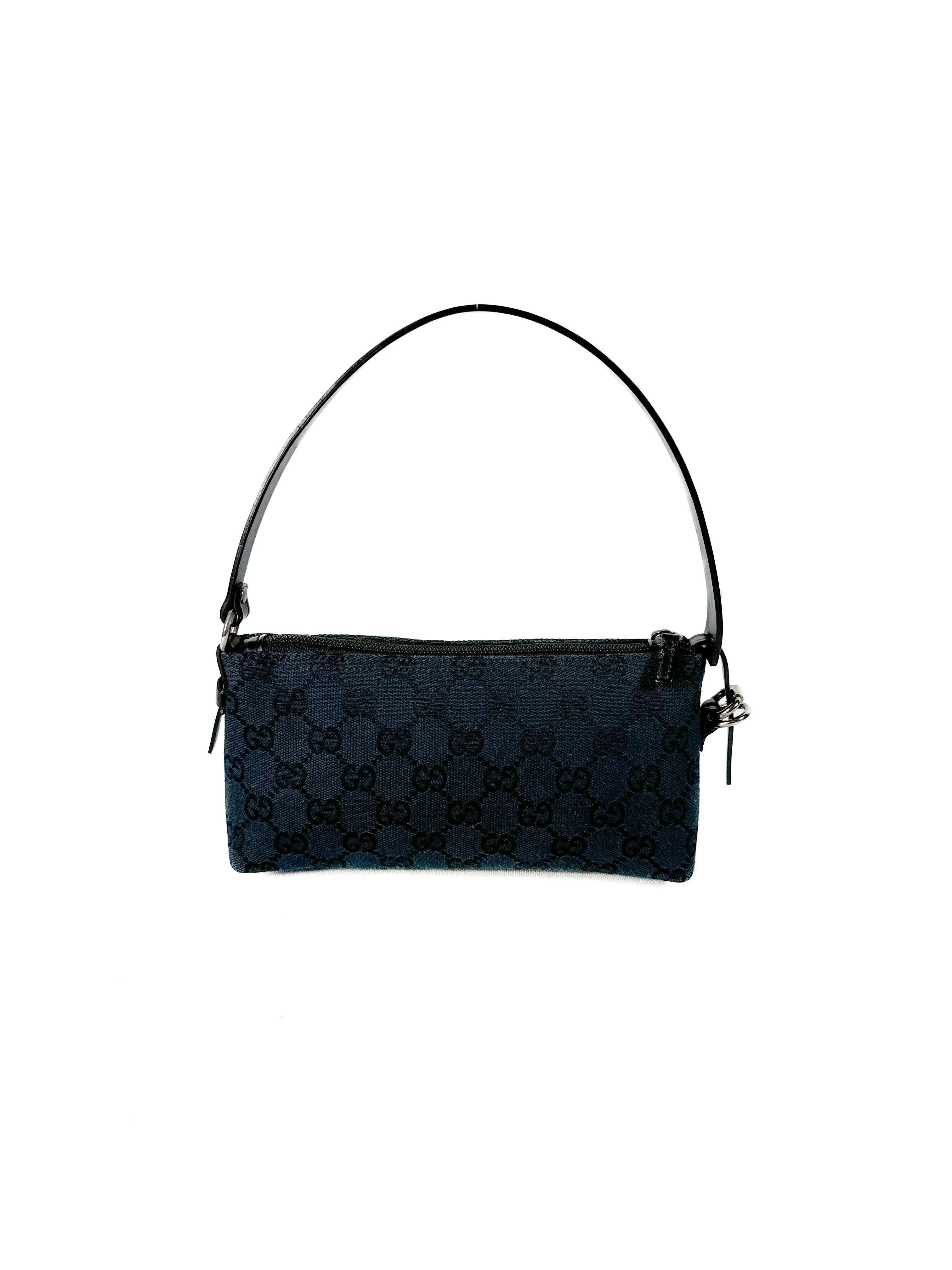 Gucci navy & black cloth & leather mini signature shoulder bag