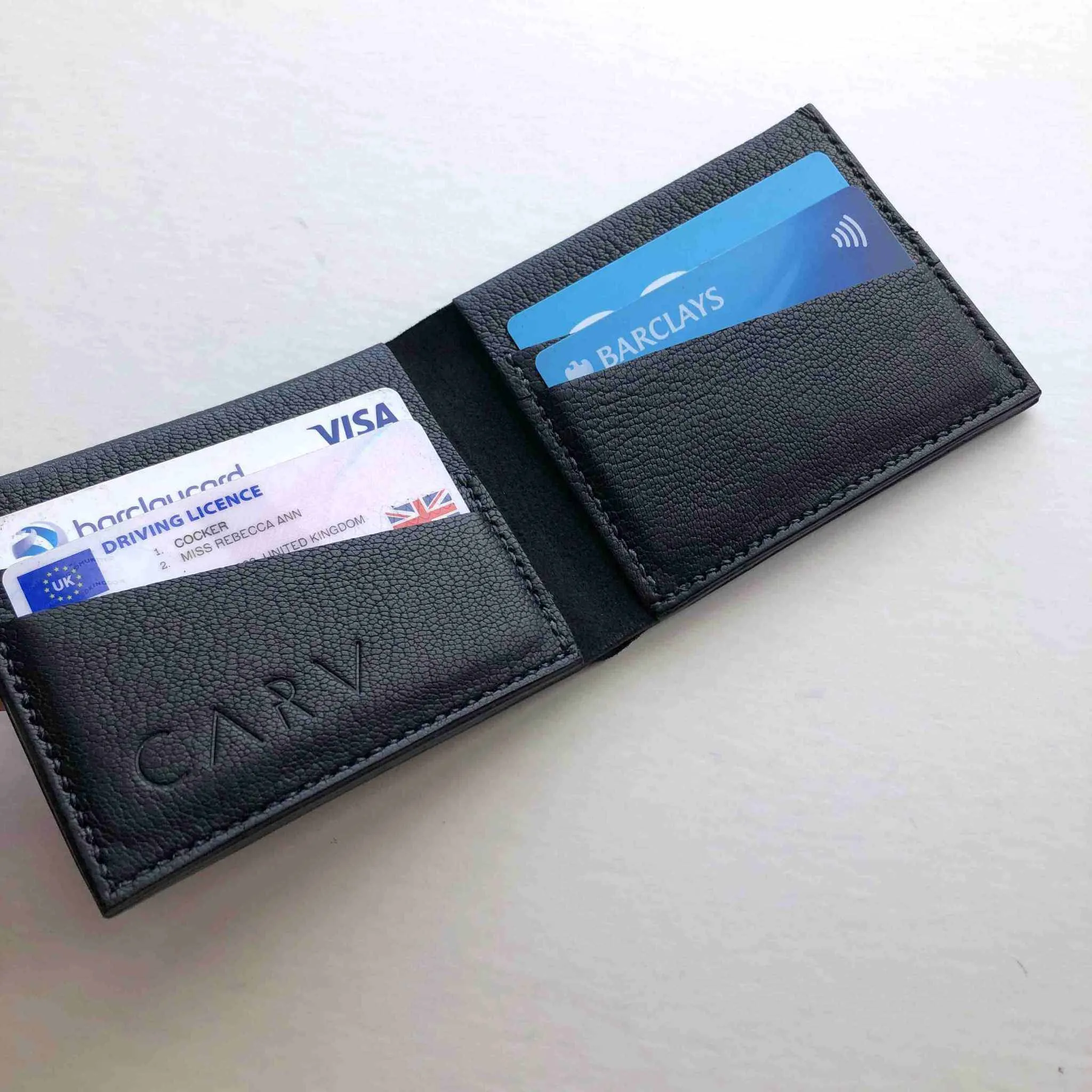 Handmade Black Leather Bifold Wallet