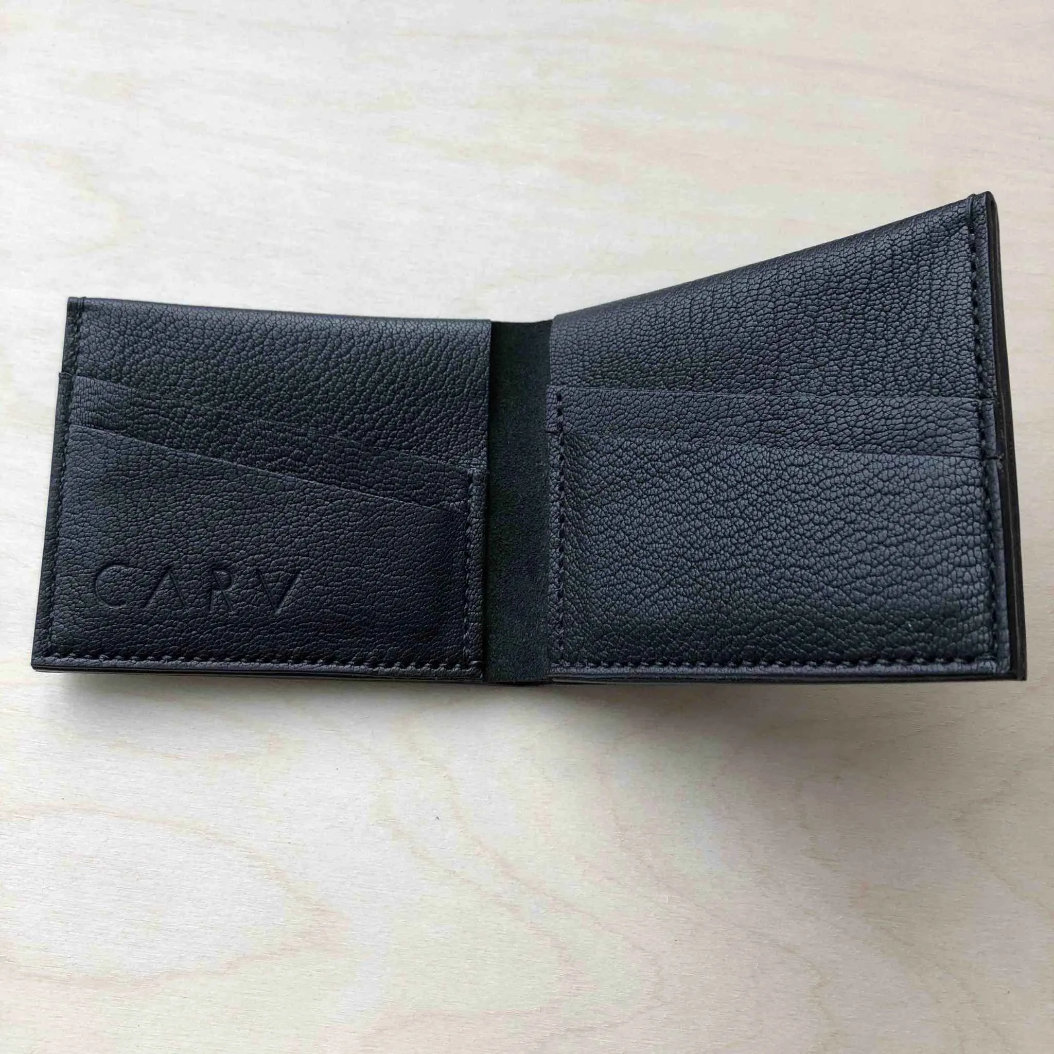 Handmade Black Leather Bifold Wallet