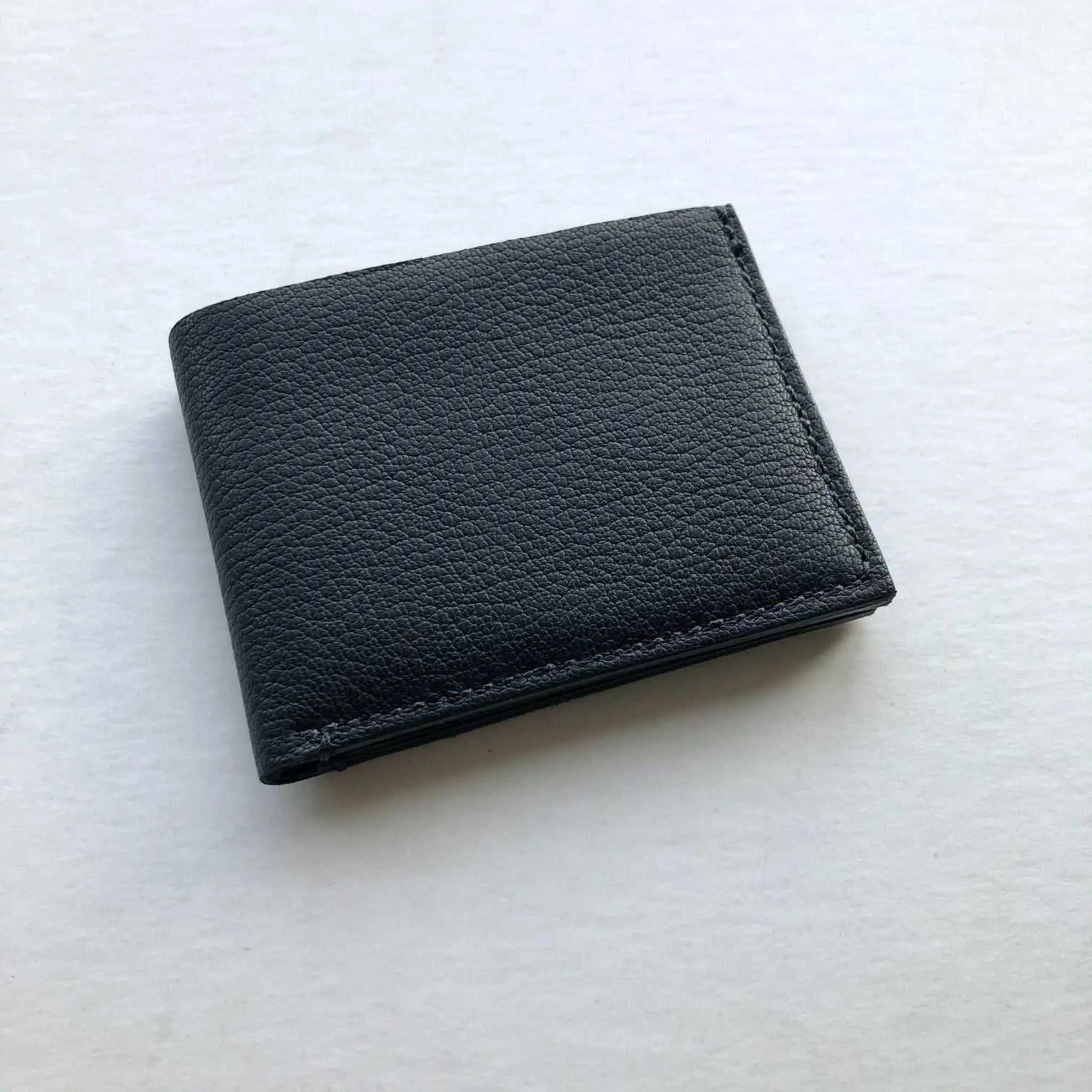 Handmade Black Leather Bifold Wallet