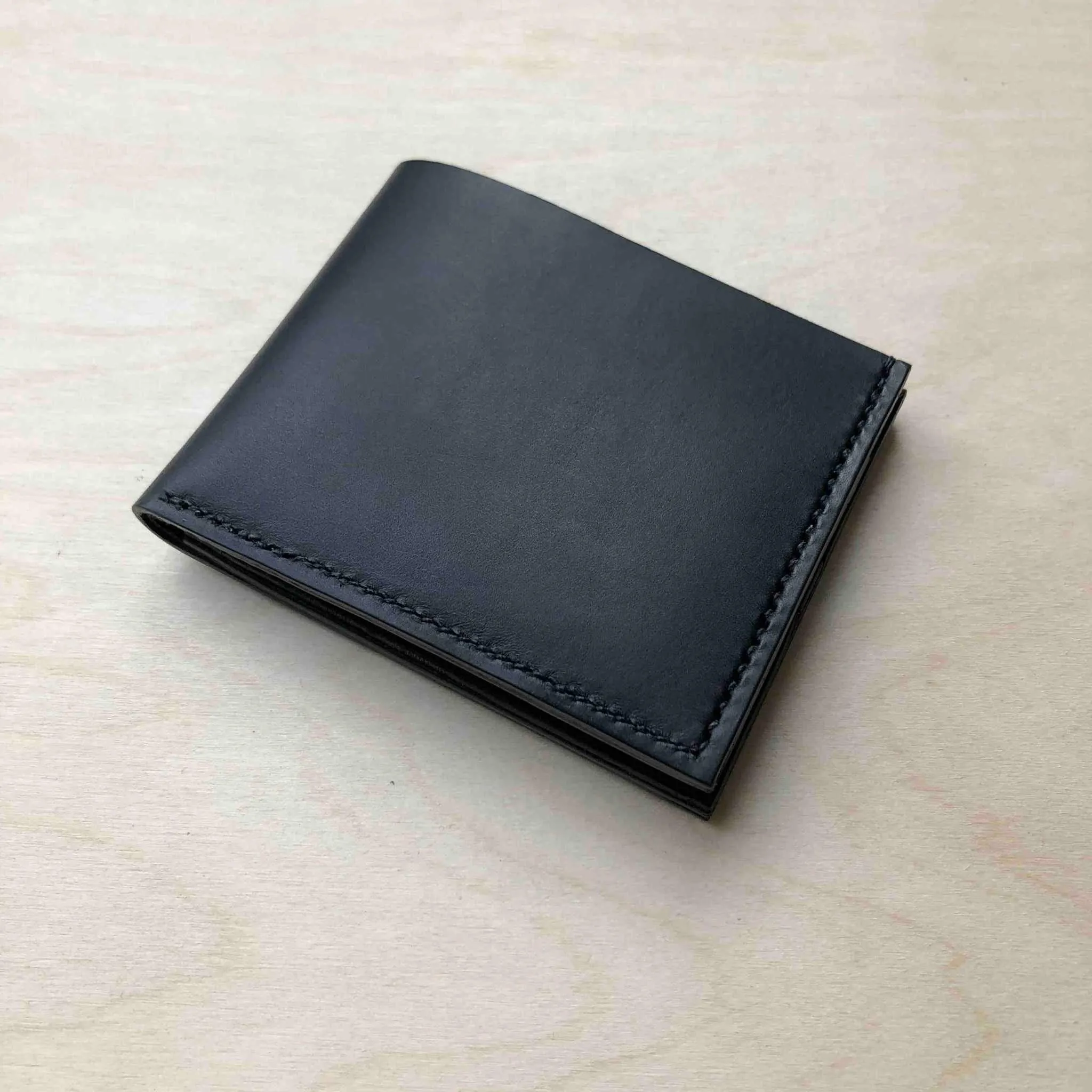 Handmade Black Leather Bifold Wallet