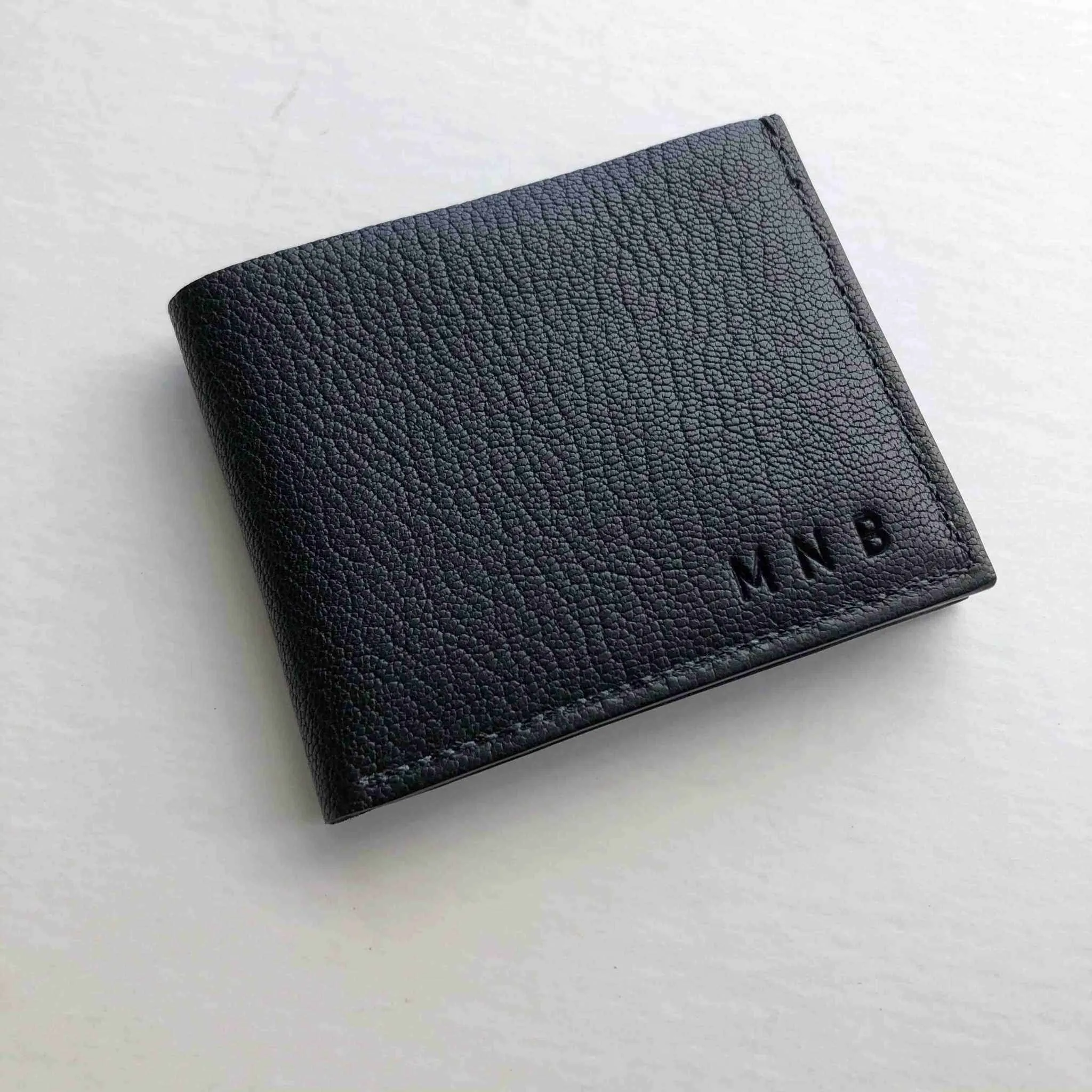 Handmade Black Leather Bifold Wallet