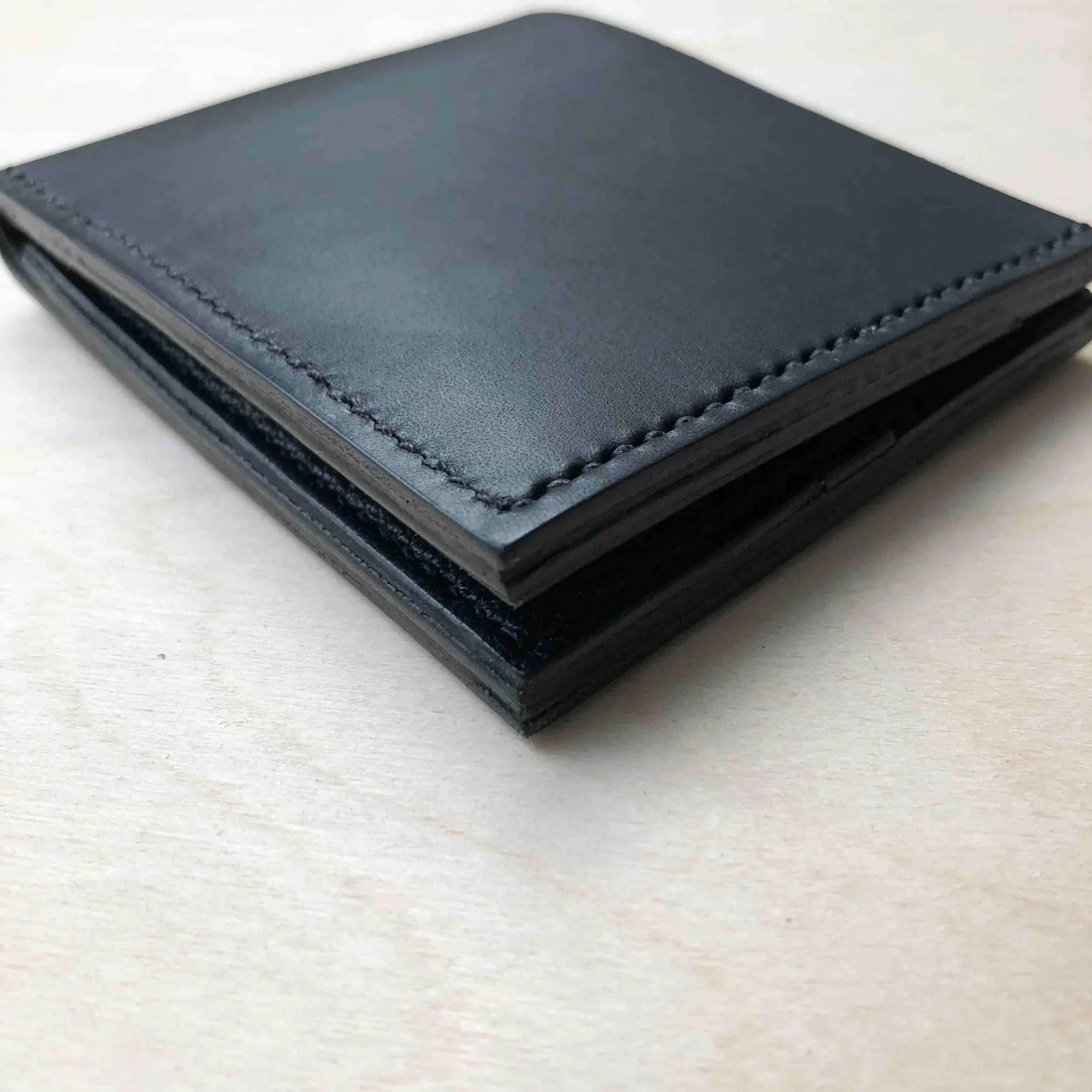 Handmade Black Leather Bifold Wallet