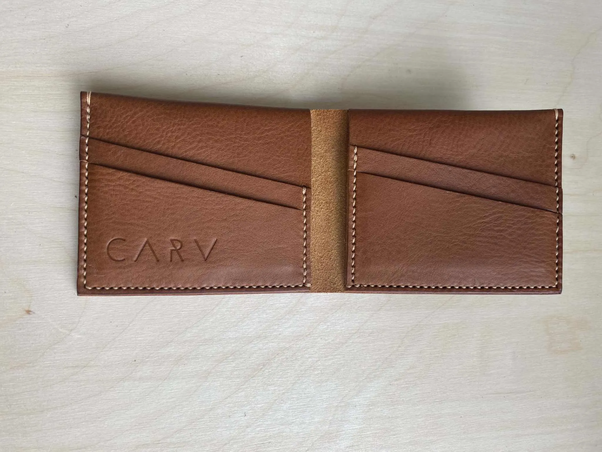 Handmade Tan Leather Bifold Wallet