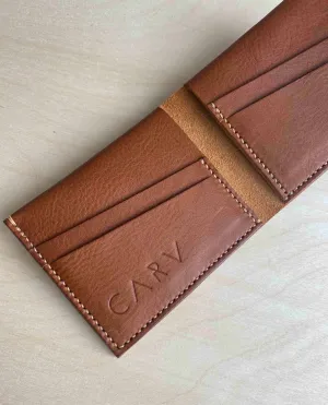 Handmade Tan Leather Bifold Wallet