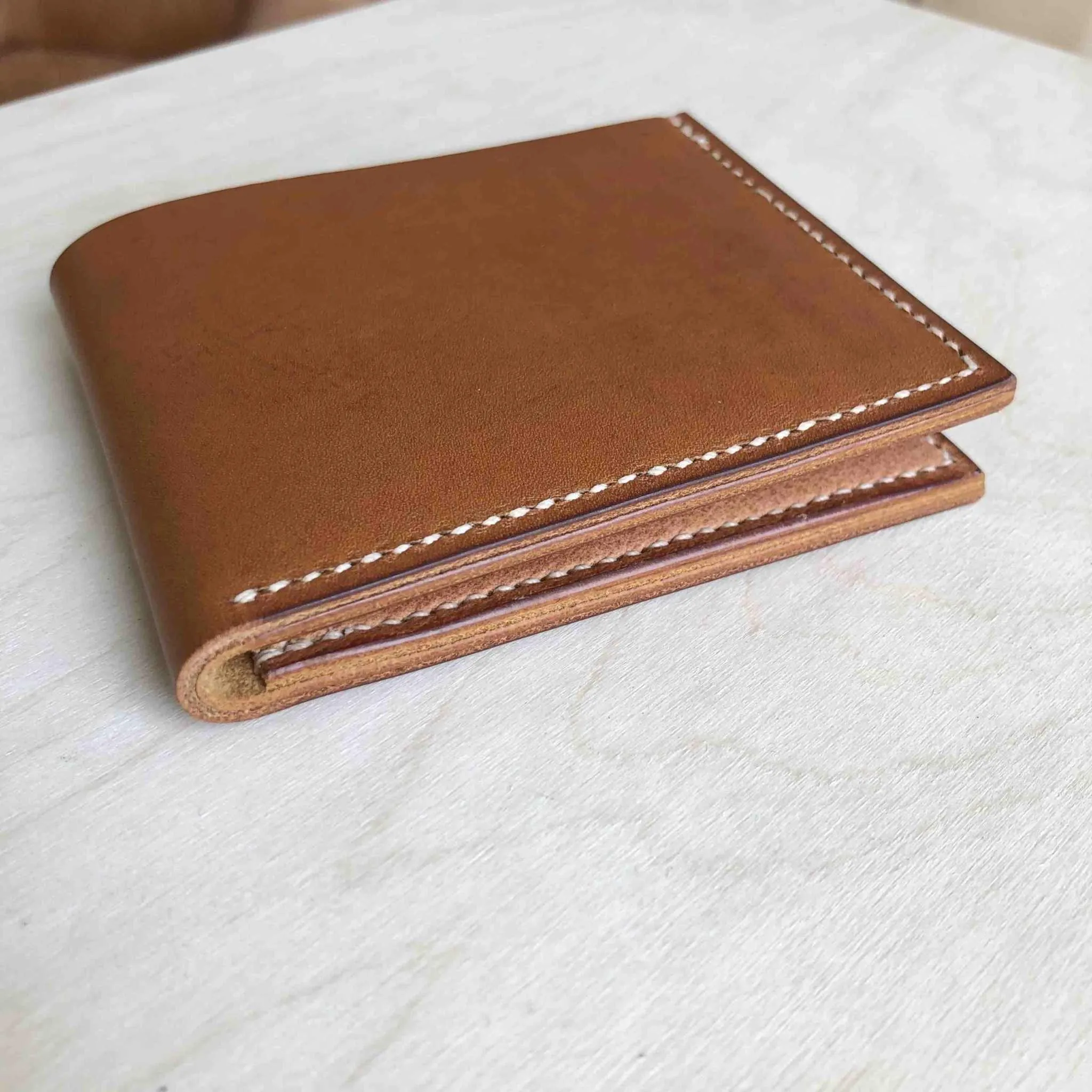 Handmade Tan Leather Bifold Wallet