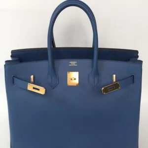 Hermès Birkin 35 Bleu Agate Epsom Gold Hardware GHW