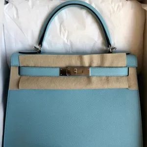 Hermès Kelly 28 Bleu Atoll Sellier Epsom Palladium Hardware PHW