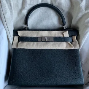 Hermès Kelly 28 Bleu Ocean Togo Palladium Hardware PHW