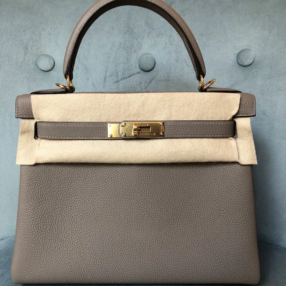 Hermès Kelly 28 Gris Asphalte Togo Gold Hardware GHW