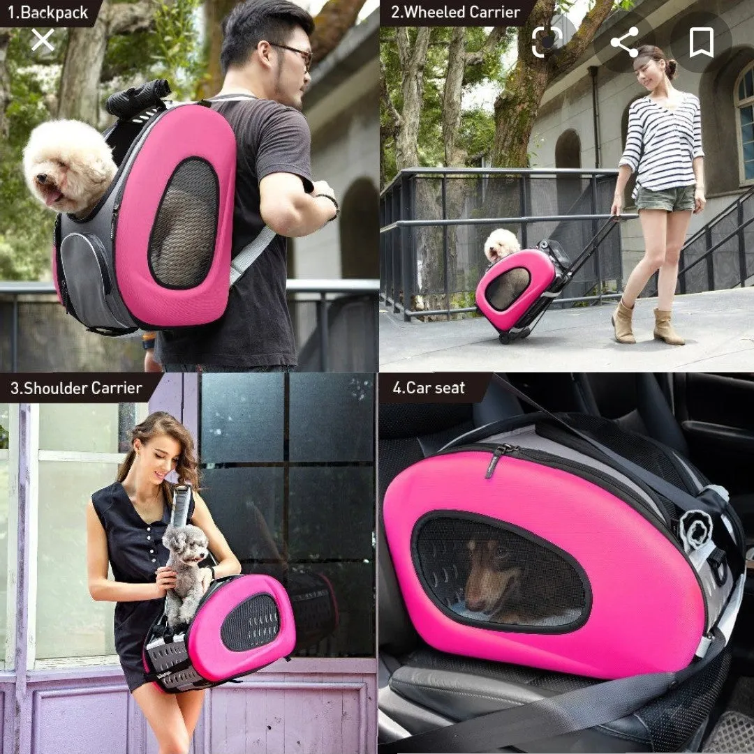 IBIYAYA EVA 5-IN-1 COMBO PET CARRIER HOT PINK