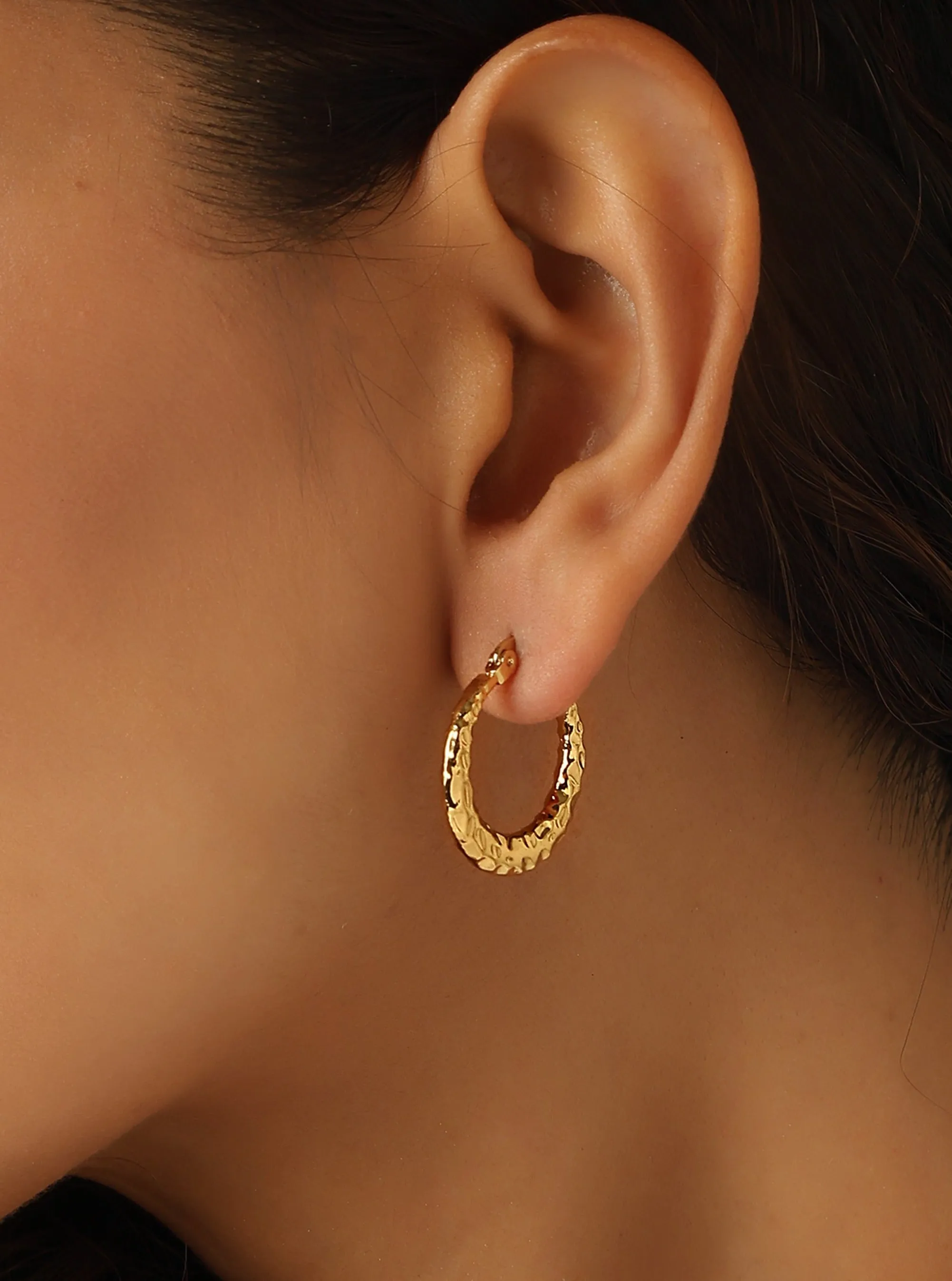 Klissaa Hammered Hoop Earrings