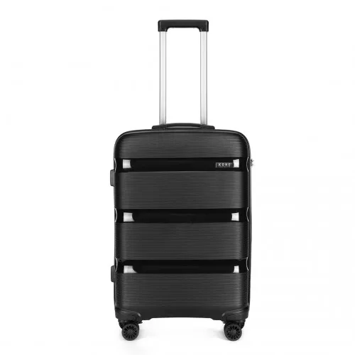 Kono 20 Inch Bright Hard Shell PP Carry-On Suitcase - Cabin Size, Black | Durable & Stylish Travel Companion