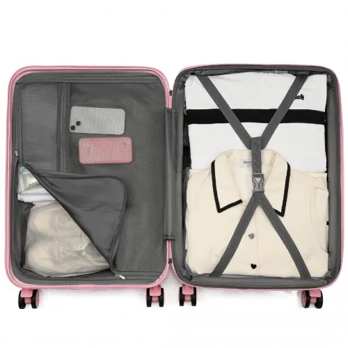 Kono 28 Inch Expandable Lightweight Hard Shell Check-In Suitcase with TSA Lock - Pink | Durable Travel Luggage