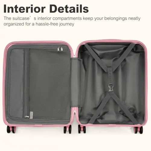 Kono 28 Inch Expandable Lightweight Hard Shell Check-In Suitcase with TSA Lock - Pink | Durable Travel Luggage