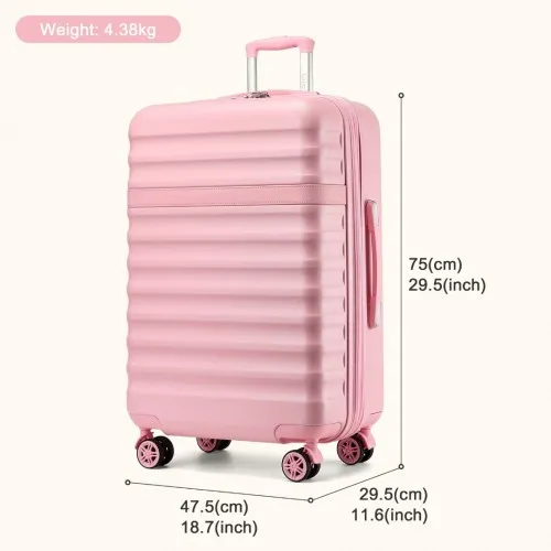 Kono 28 Inch Expandable Lightweight Hard Shell Check-In Suitcase with TSA Lock - Pink | Durable Travel Luggage