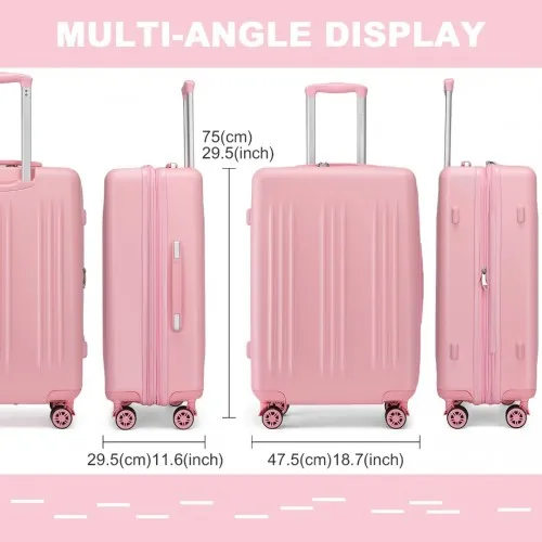 Kono 28 Inch Pink Check-In Suitcase - Expandable Durable Luggage with Spinner Wheels & TSA Lock