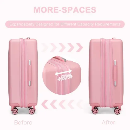 Kono 28 Inch Pink Check-In Suitcase - Expandable Durable Luggage with Spinner Wheels & TSA Lock