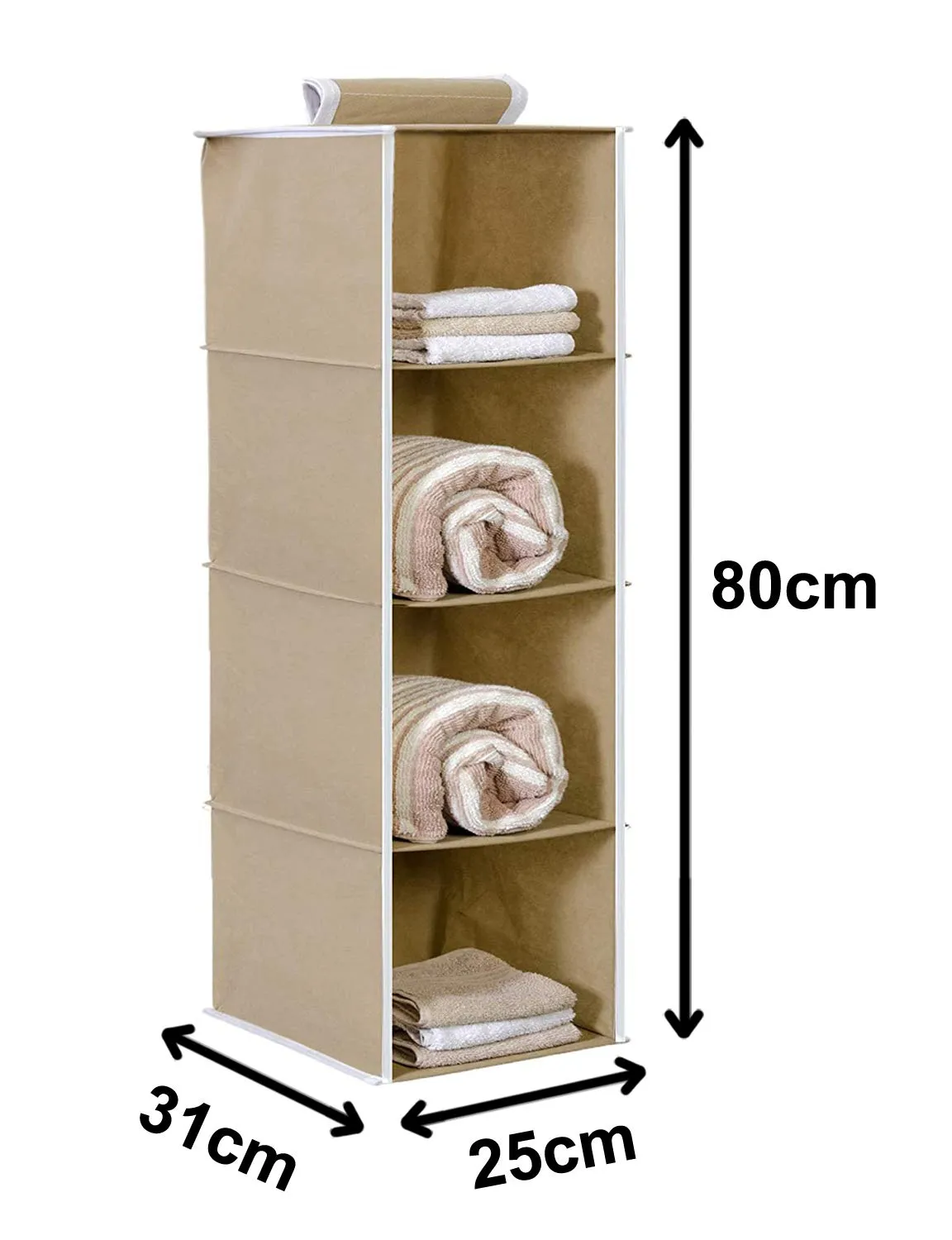 Kuber Industries Foldable Wadrobe|4 Shelves Closet Organizer|Cupboard for Clothes|Storage Organizer|Brown|