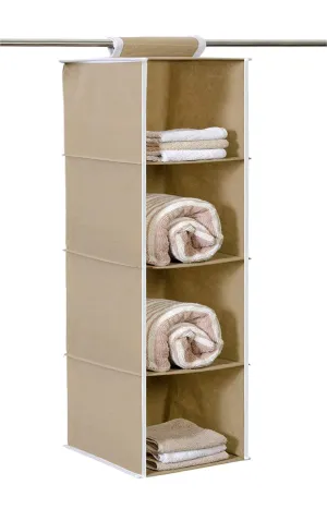 Kuber Industries Foldable Wadrobe|4 Shelves Closet Organizer|Cupboard for Clothes|Storage Organizer|Brown|