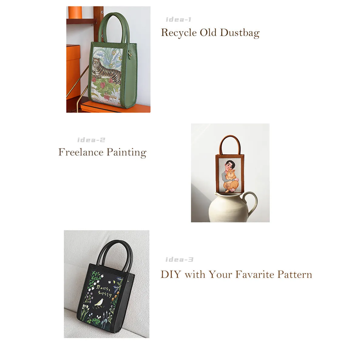 Leather Recycle Dustbag Handbag DIY Kit