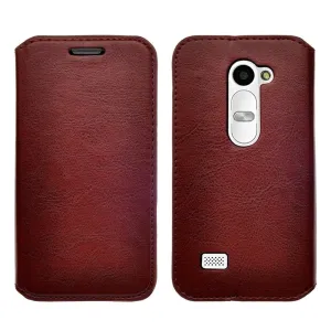 LG Leon LTE Case | Lg Tribute 2 Case | LG Power | LG Sunset | LG Destiny | LG Risio Case, Wallet Case, Pu Leather Wallet [Kickstand] Case with ID & Credit Card Slots - Brown