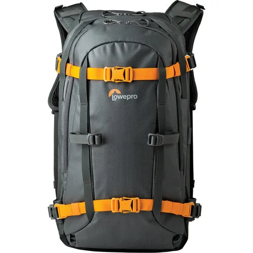 Lowepro Whistler 350 / 450 AW Backpack for Cameras or Accessories with Weather Cover, Top and Side Access, fits 13"-15" Laptop (Gray)