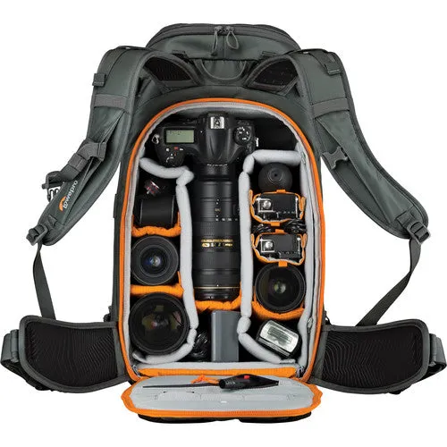 Lowepro Whistler 350 / 450 AW Backpack for Cameras or Accessories with Weather Cover, Top and Side Access, fits 13"-15" Laptop (Gray)