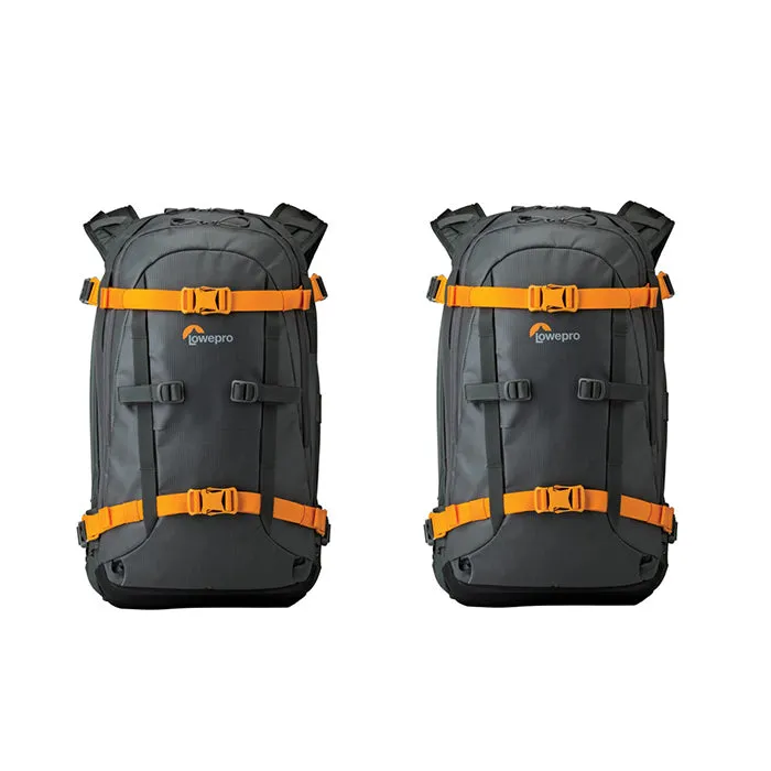 Lowepro Whistler 350 / 450 AW Backpack for Cameras or Accessories with Weather Cover, Top and Side Access, fits 13"-15" Laptop (Gray)