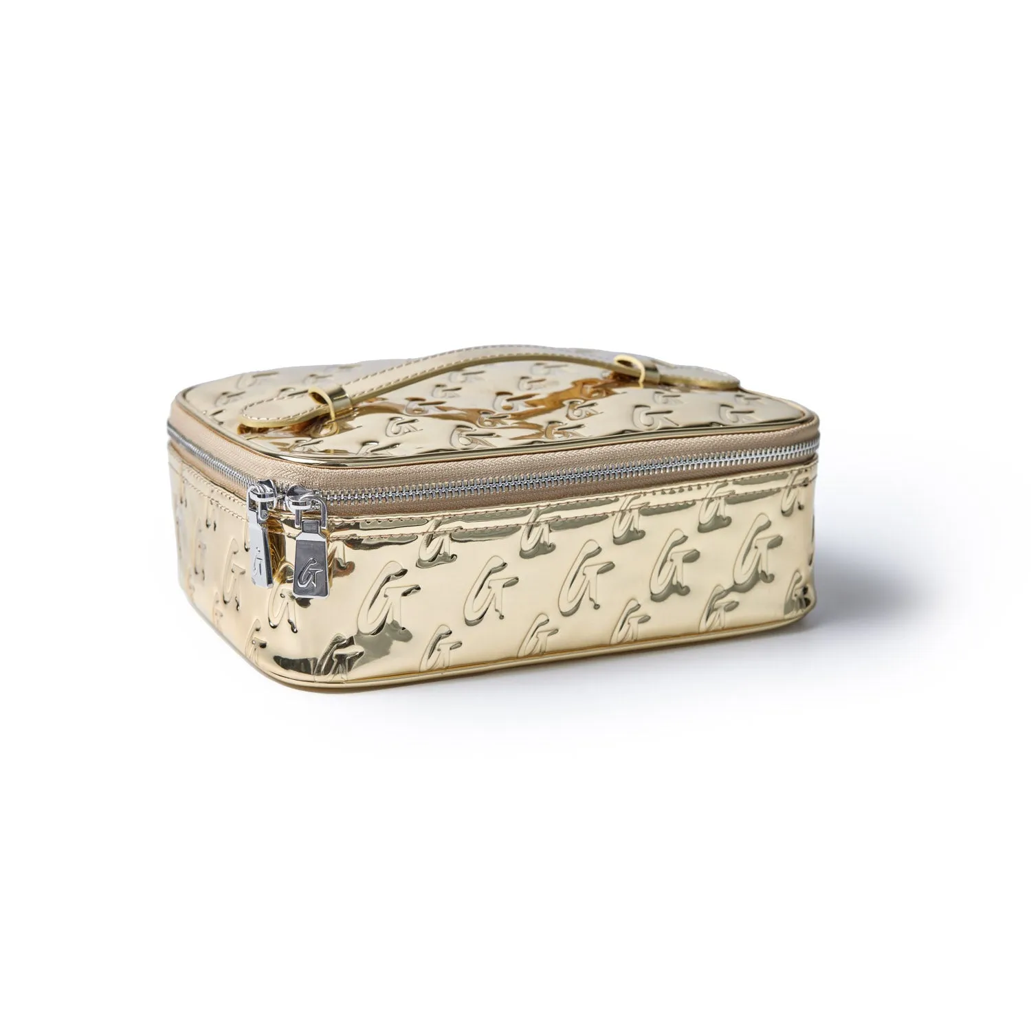 MEDIUM METALLIC MONOGRAM TOILETRY BAG - METALLIC GOLD