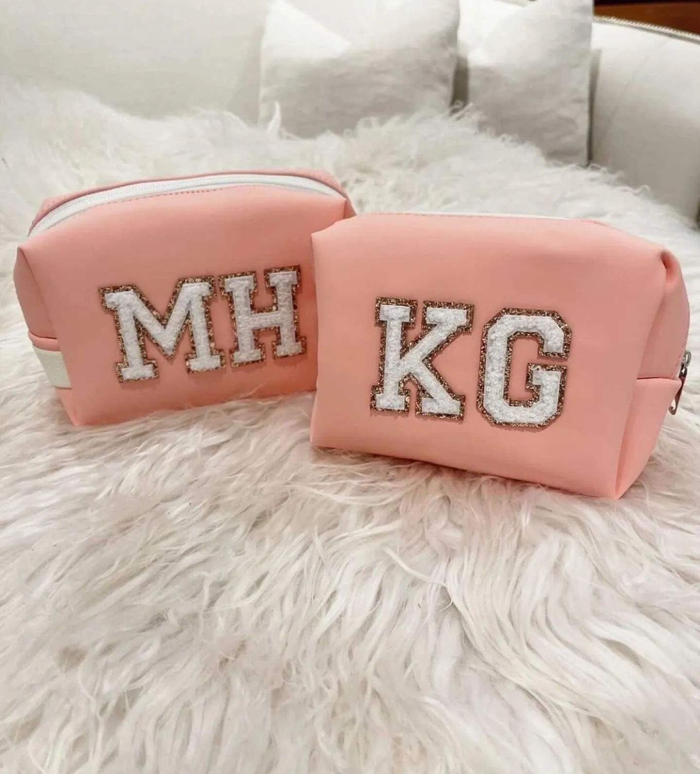 Mini Cosmetic Bag with Single Pearl Initial