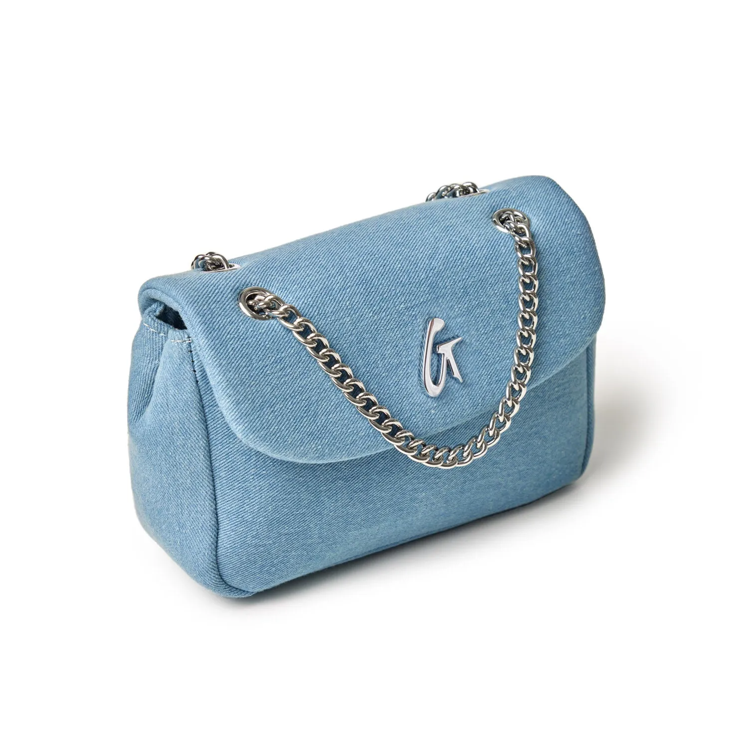 MINI DENIM SILVER FLAP BAG