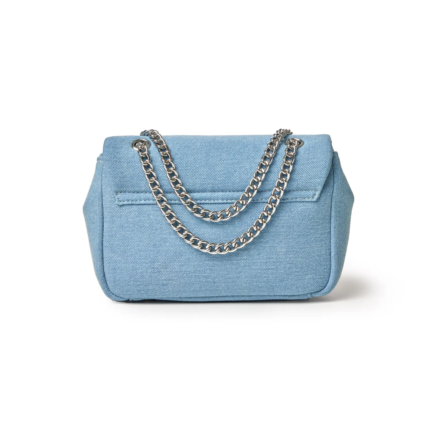 MINI DENIM SILVER FLAP BAG