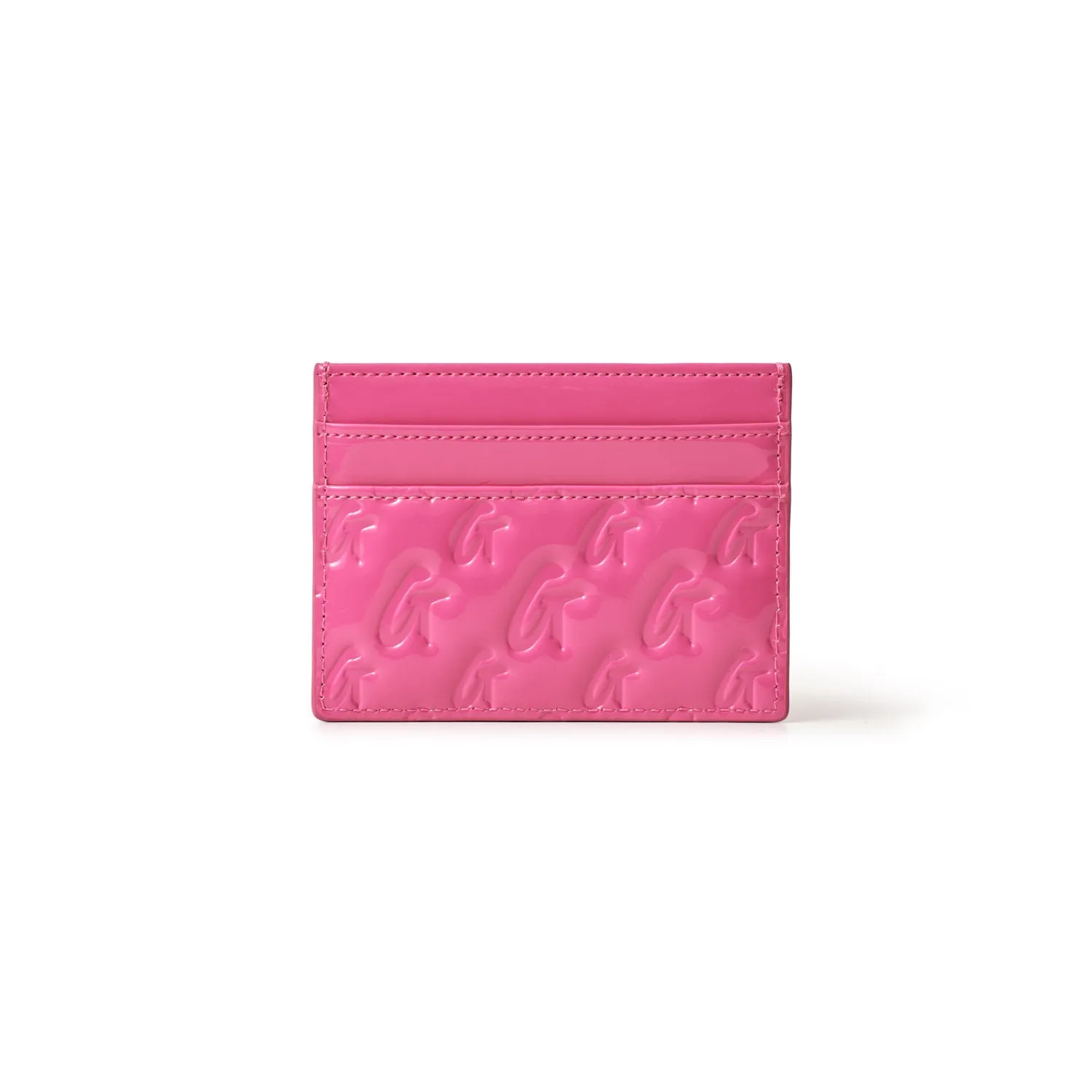 MONOGRAM GOLD CARD HOLDER - MIRROR HOT PINK