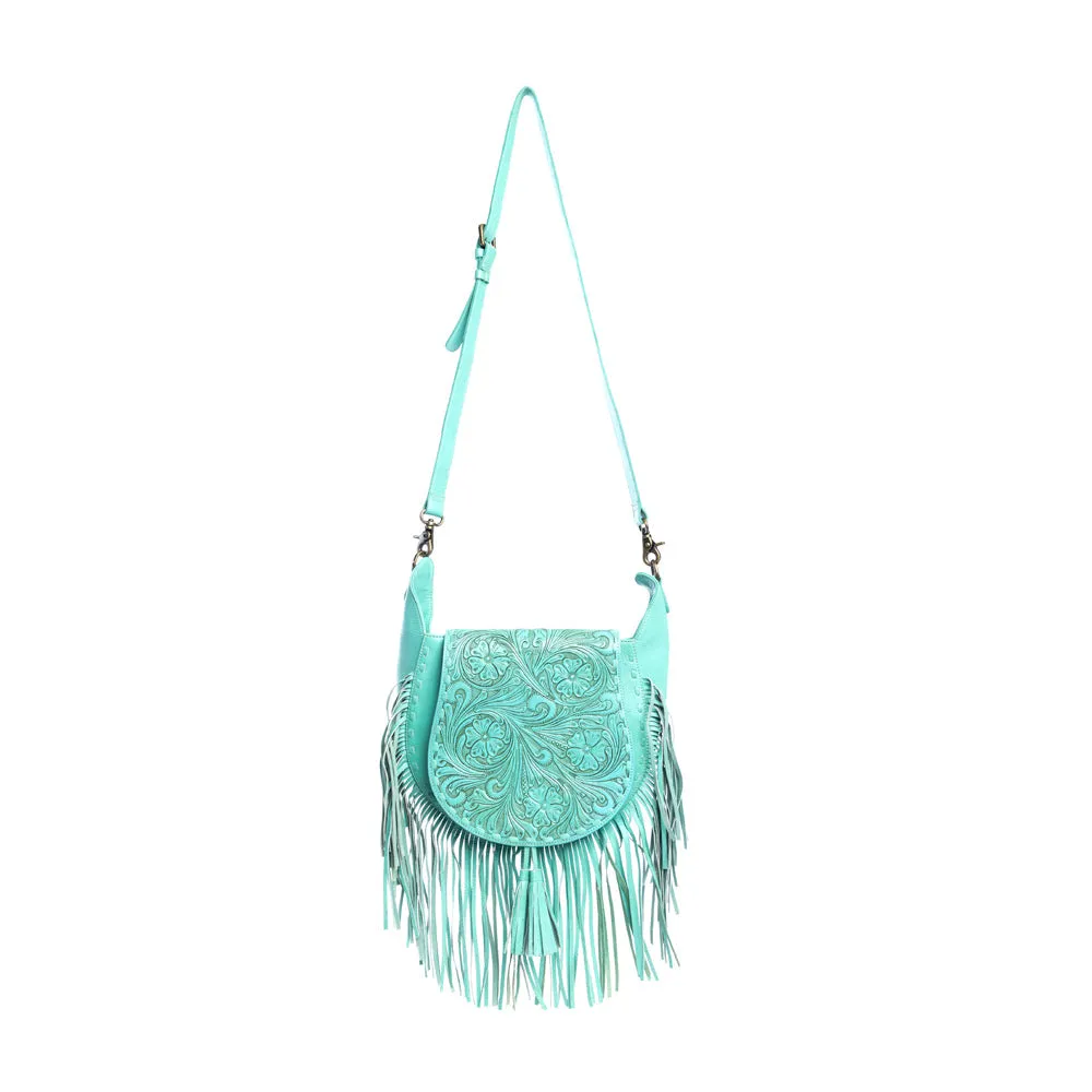 Moonwood Hand-Tooled Bag in Turquoise