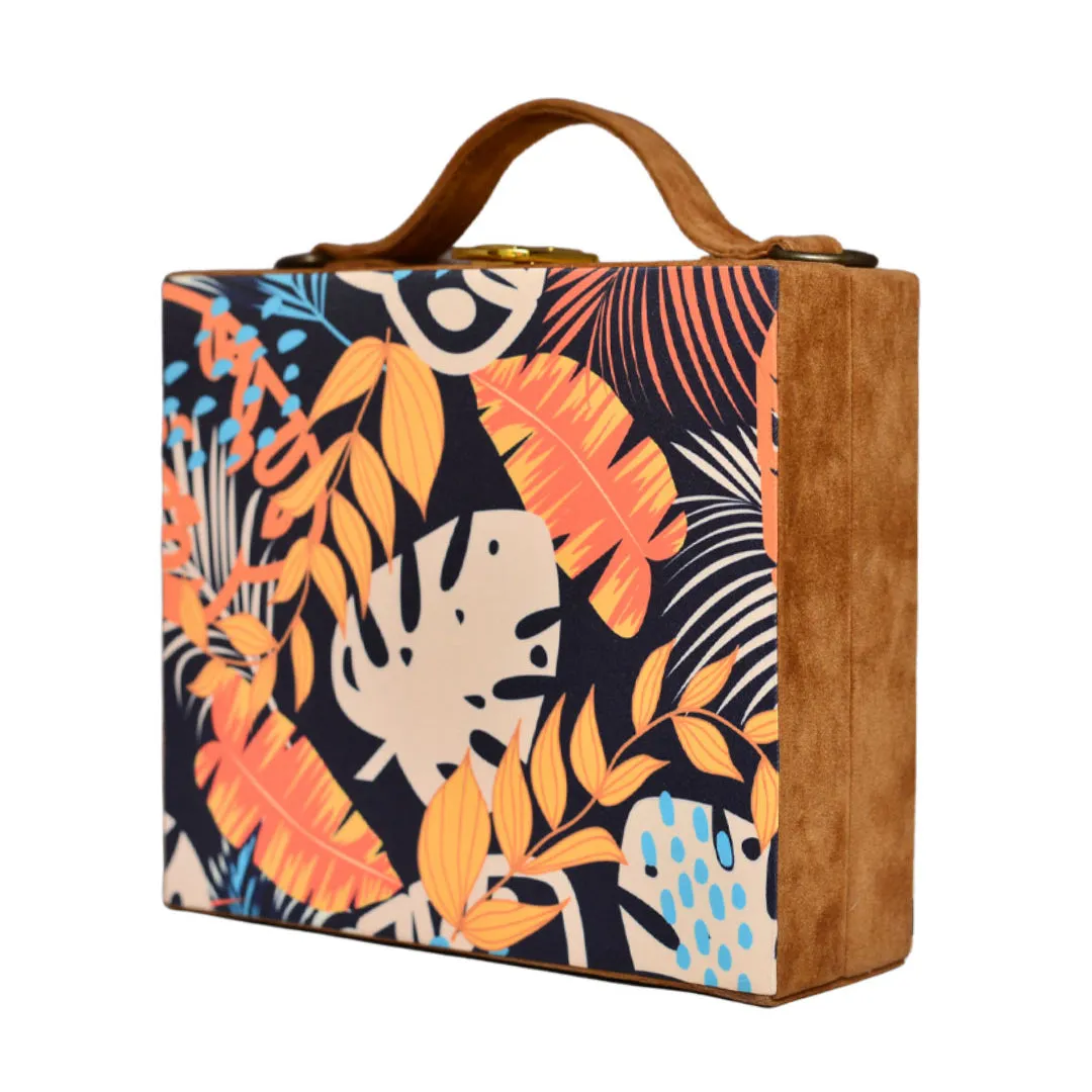 Multipattern Leaves Printed Suitcase Style