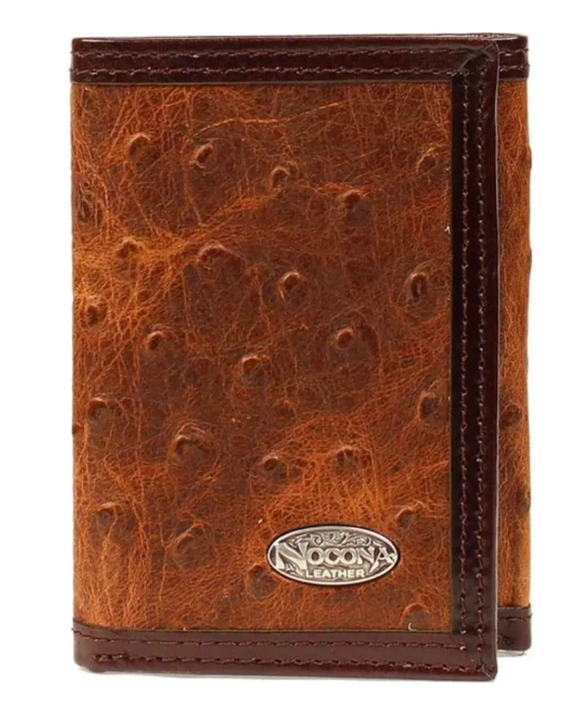 N5487802 - Nocona Wallet - Tri-Fold - Western Ostrich Vintage Brown