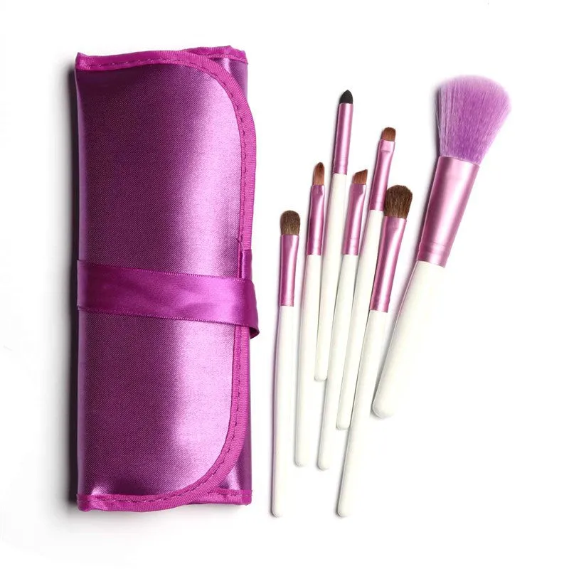 New Classical Fashion Lady Face Comestic Brushes Tool Set 7Pcs Makeup Brush Kit Bag Pouch Women Make up Cases