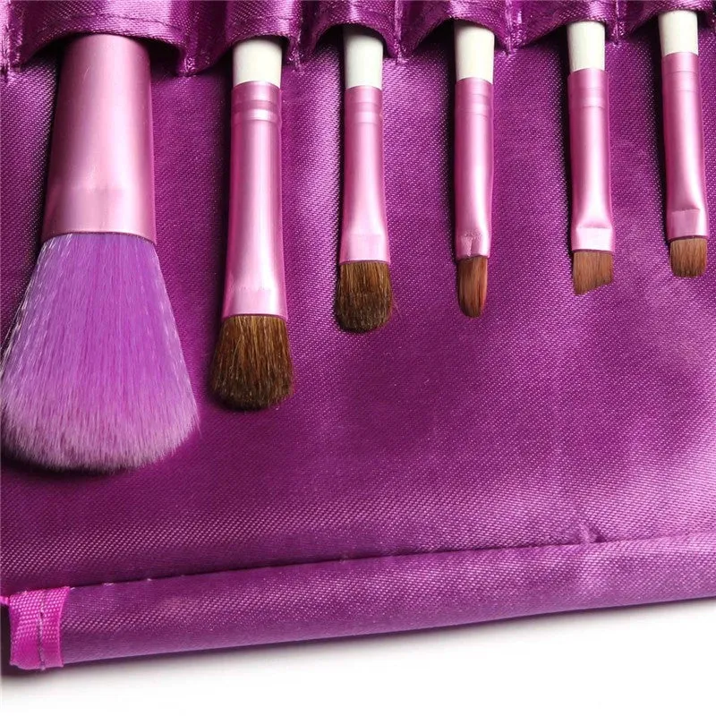 New Classical Fashion Lady Face Comestic Brushes Tool Set 7Pcs Makeup Brush Kit Bag Pouch Women Make up Cases