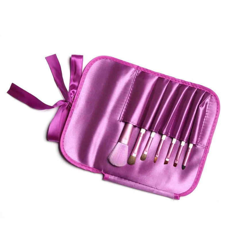 New Classical Fashion Lady Face Comestic Brushes Tool Set 7Pcs Makeup Brush Kit Bag Pouch Women Make up Cases